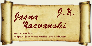 Jasna Mačvanski vizit kartica